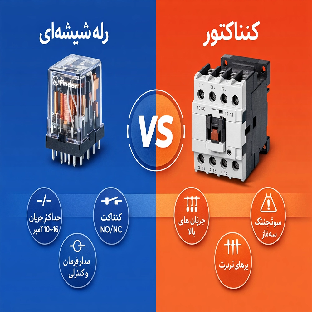 تفاوت رله شیشه‌ای و کنتاکتور؛ کدام یک برای پروژه شما مناسب است؟